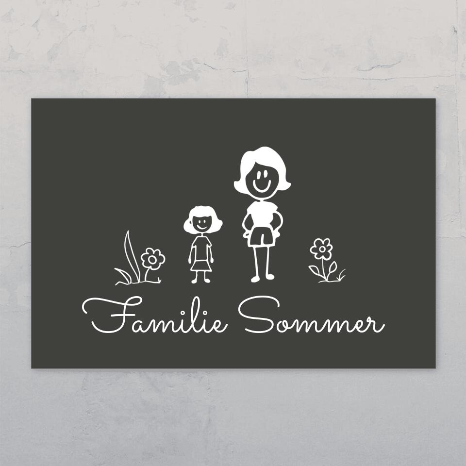 Familien in Strichzeichnung - Individuelles Türschild
