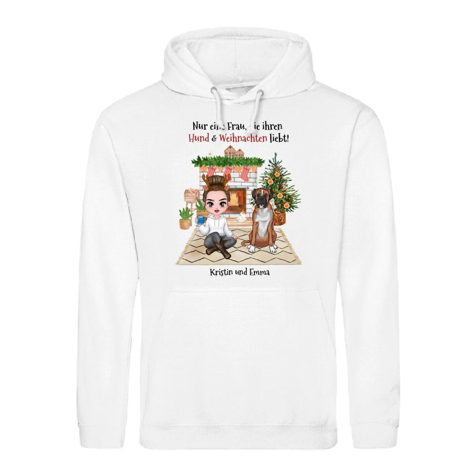 Frau, die Hunde & Weihnachten liebt - Individueller Hoodie