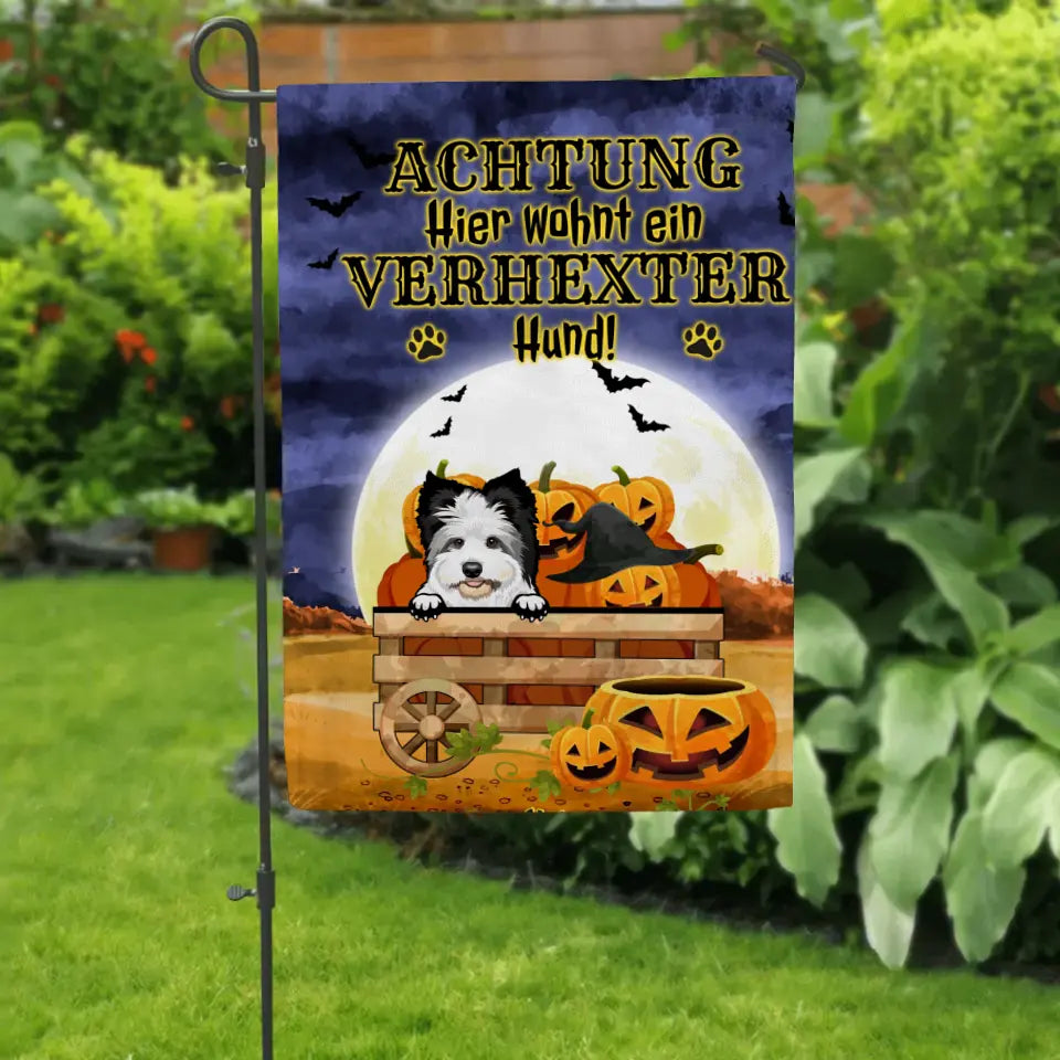 Achtung verhexte Haustiere - Individuelle Gartenflagge