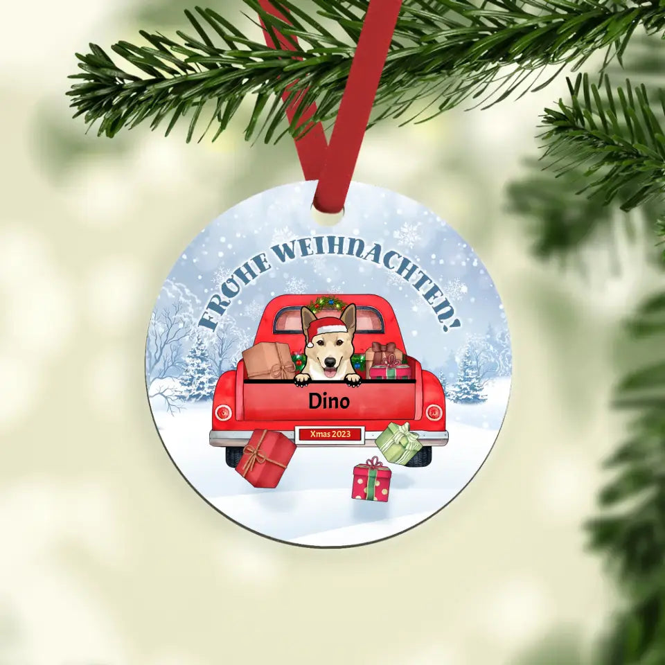 Weihnachtsauto mit Tieren - Individuelles Ornament