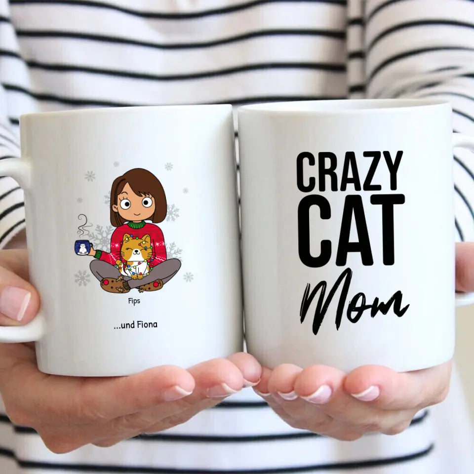 Winter mit Haustiereltern - Individuelle Tasse (Comic Style)