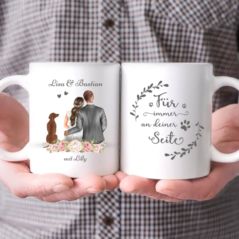 Hochzeitspaar mit Haustier - Individuelles Tasse