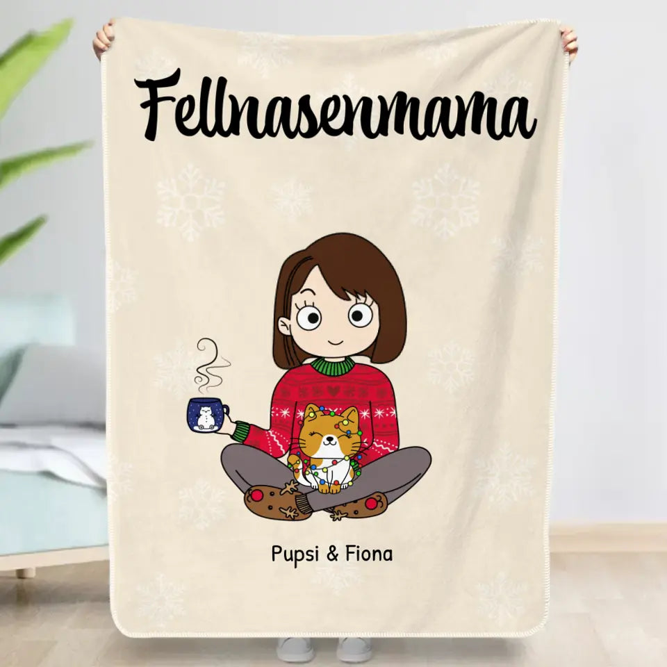 Winter mit Haustiereltern - Individuelle Decke (Comic Style)