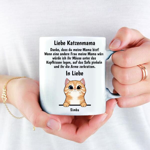 Liebe Katzenmama (Neugierige Katzen) - Individuelle Tasse