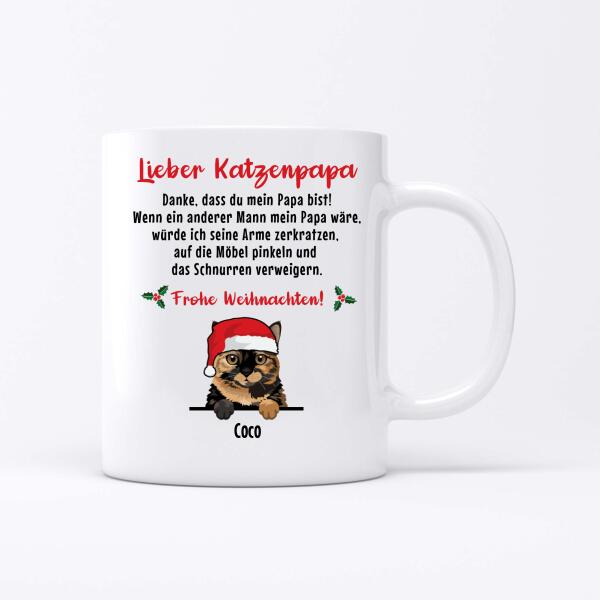 Lieber Katzenpapa (Weihnachts Edition) - Individuelle Tasse