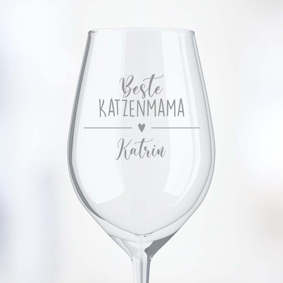 Beste Katzenmama - Individuelles Weinglas