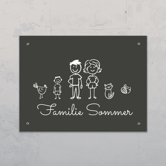 Familien in Strichzeichnung - Individuelles Türschild
