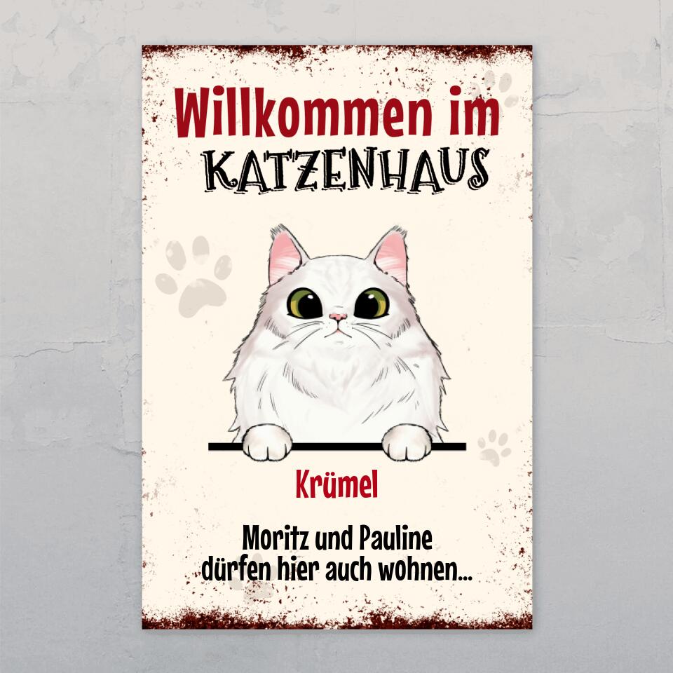 Willkommen im Katzenhaus - Individuelles Türschild