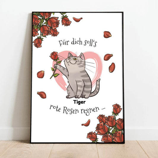 Deine Katze mit Rose - Individuelles Poster