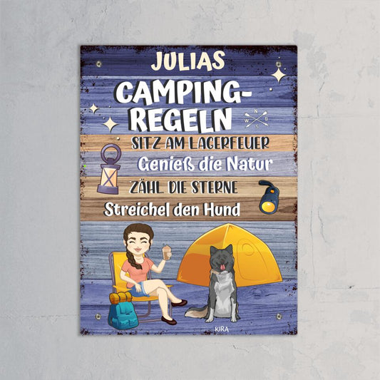 Campingregeln mit Hund - Individuelles Schild