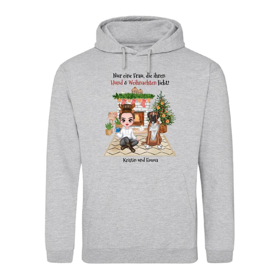 Frau, die Hunde & Weihnachten liebt - Individueller Hoodie