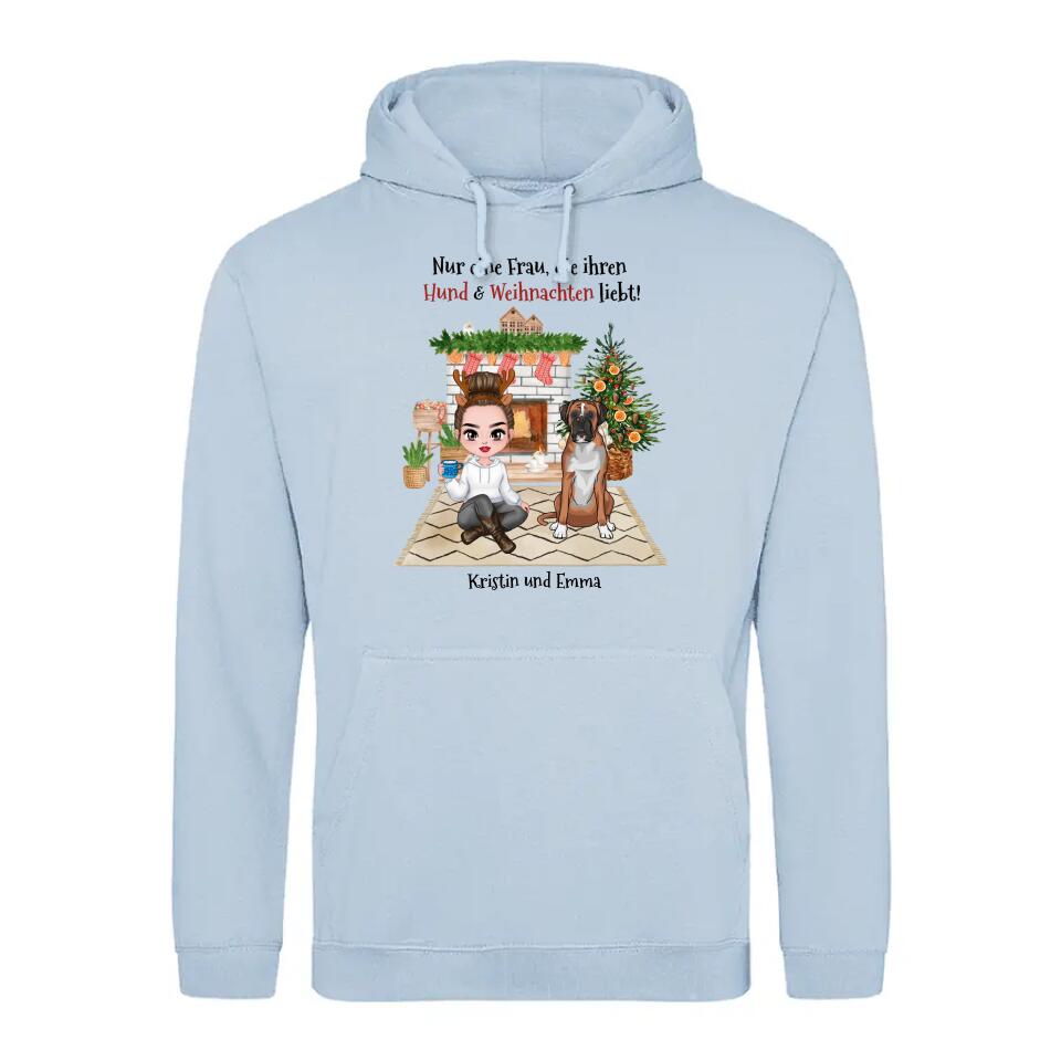 Frau, die Hunde & Weihnachten liebt - Individueller Hoodie