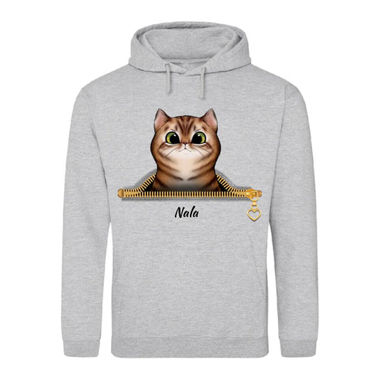 Neugierige Katze Reißverschlussoptik - Individueller Hoodie