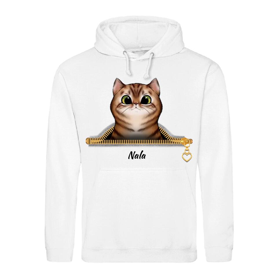 Neugierige Katze Reißverschlussoptik - Individueller Hoodie