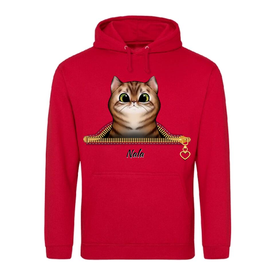 Neugierige Katze Reißverschlussoptik - Individueller Hoodie