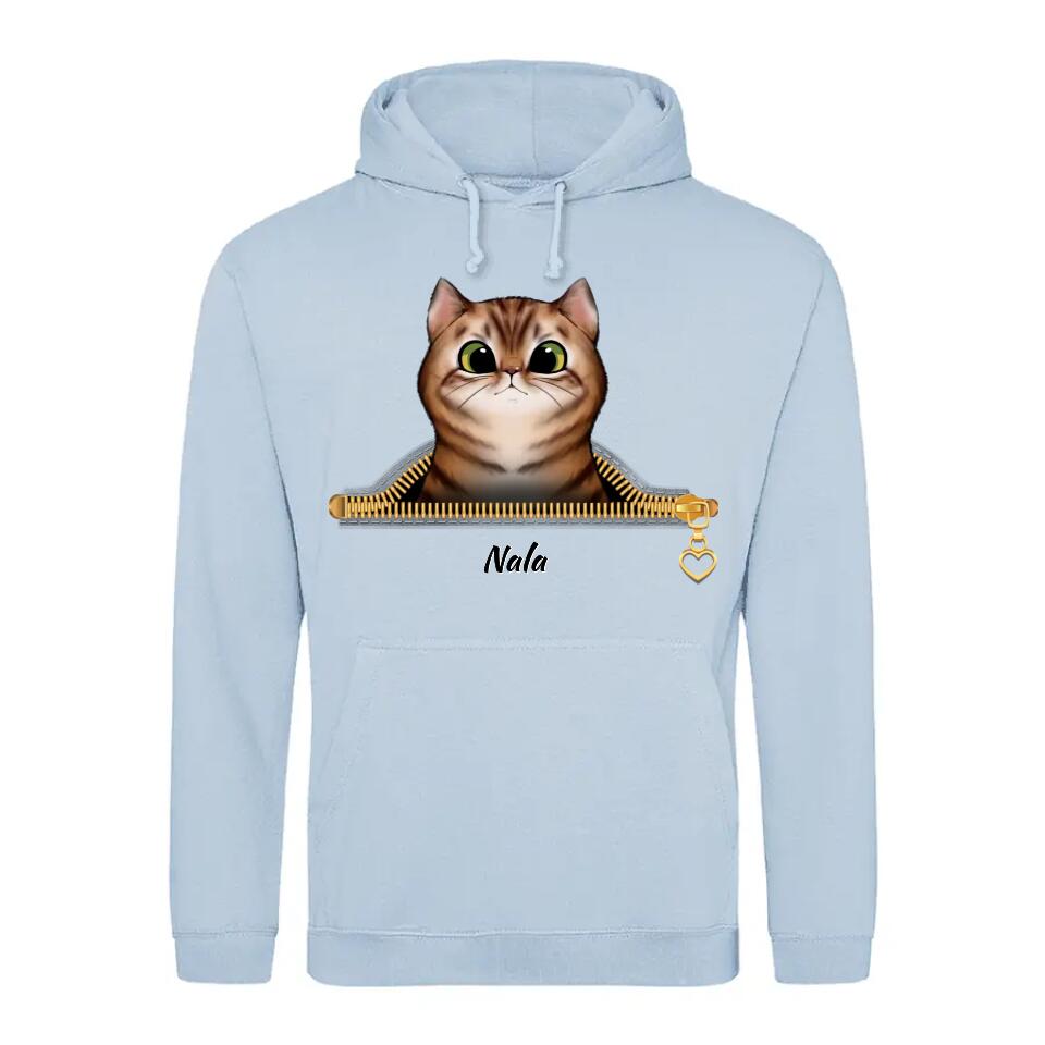 Neugierige Katze Reißverschlussoptik - Individueller Hoodie