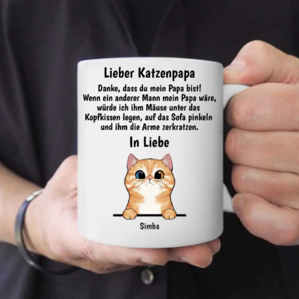 Lieber Katzenpapa (Neugierige Katzen) - Individuelle Tasse