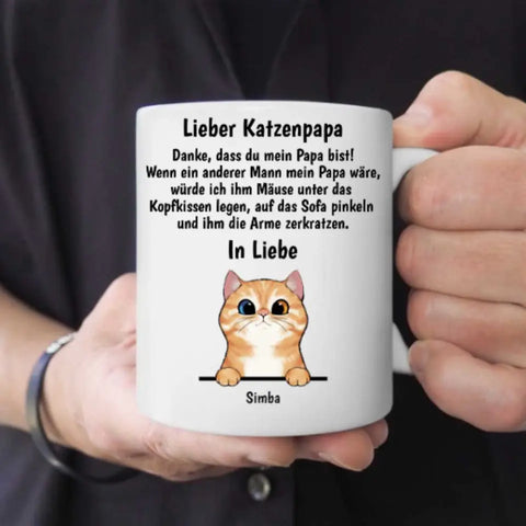 Lieber Katzenpapa (Neugierige Katzen) - Individuelle Tasse - Featured Image