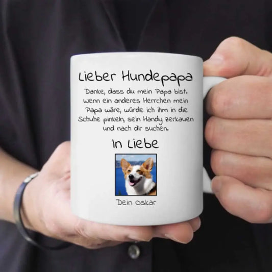 Lieber Hundepapa mit Foto - Individuelle Tasse