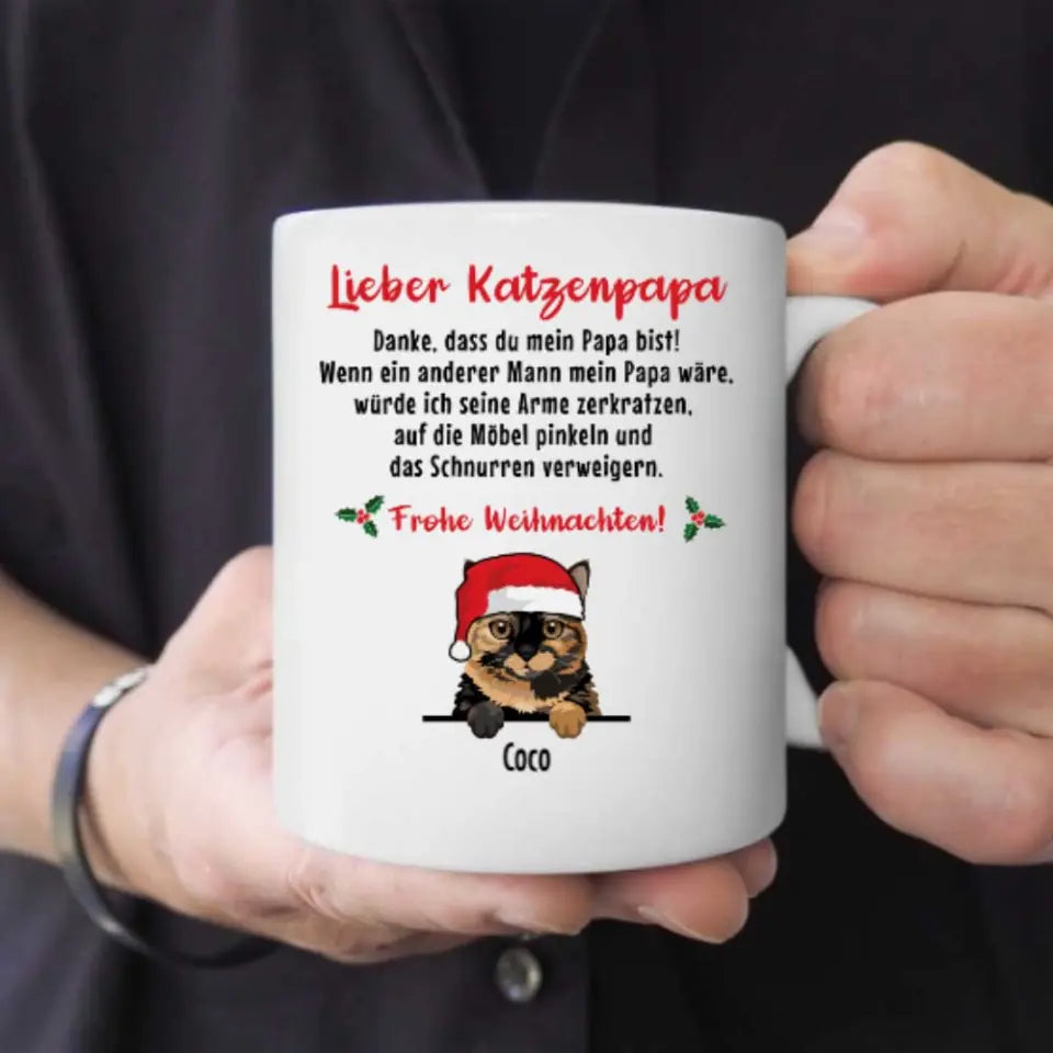 Lieber Katzenpapa (Weihnachts Edition) - Individuelle Tasse
