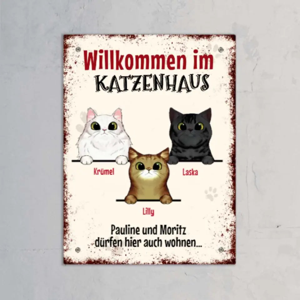 Willkommen im Katzenhaus - Individuelles Türschild