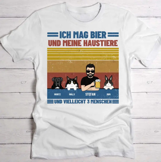 Ich mag Bier und meine Haustiere - Individuelles T-Shirt