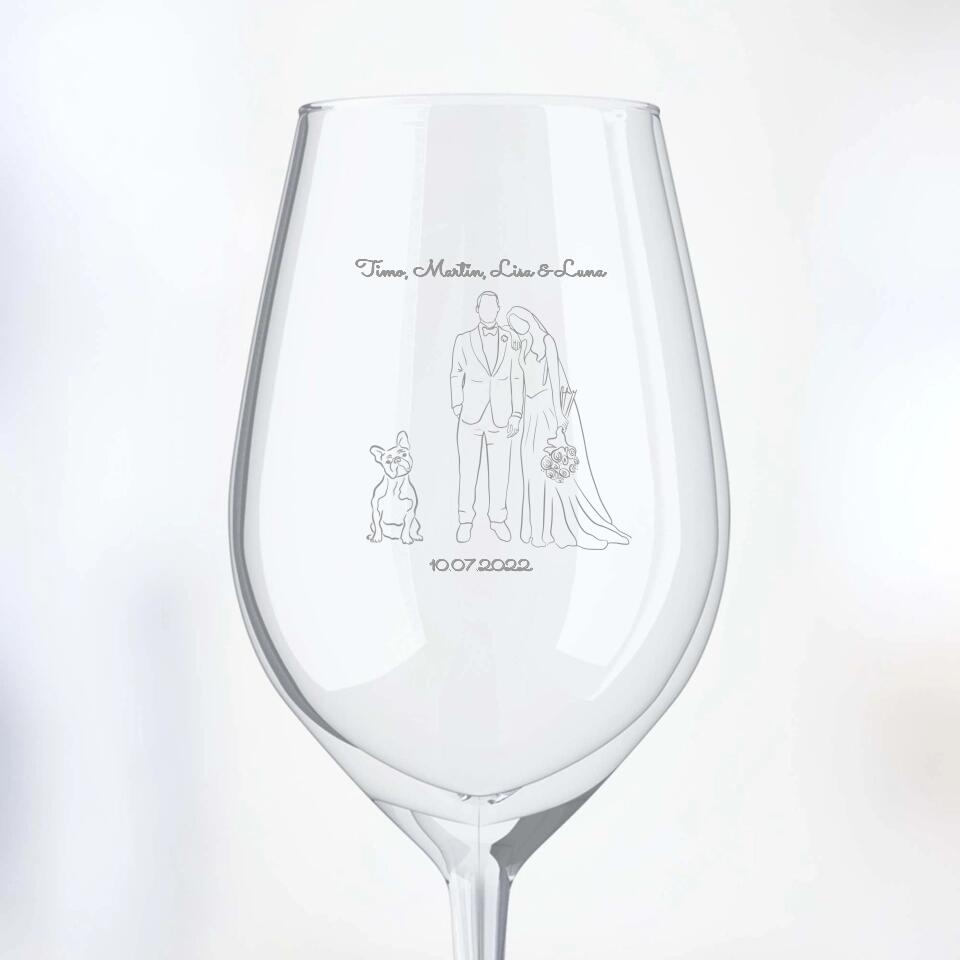 Hochzeit mit Fellnasen - Individuelles Weinglas