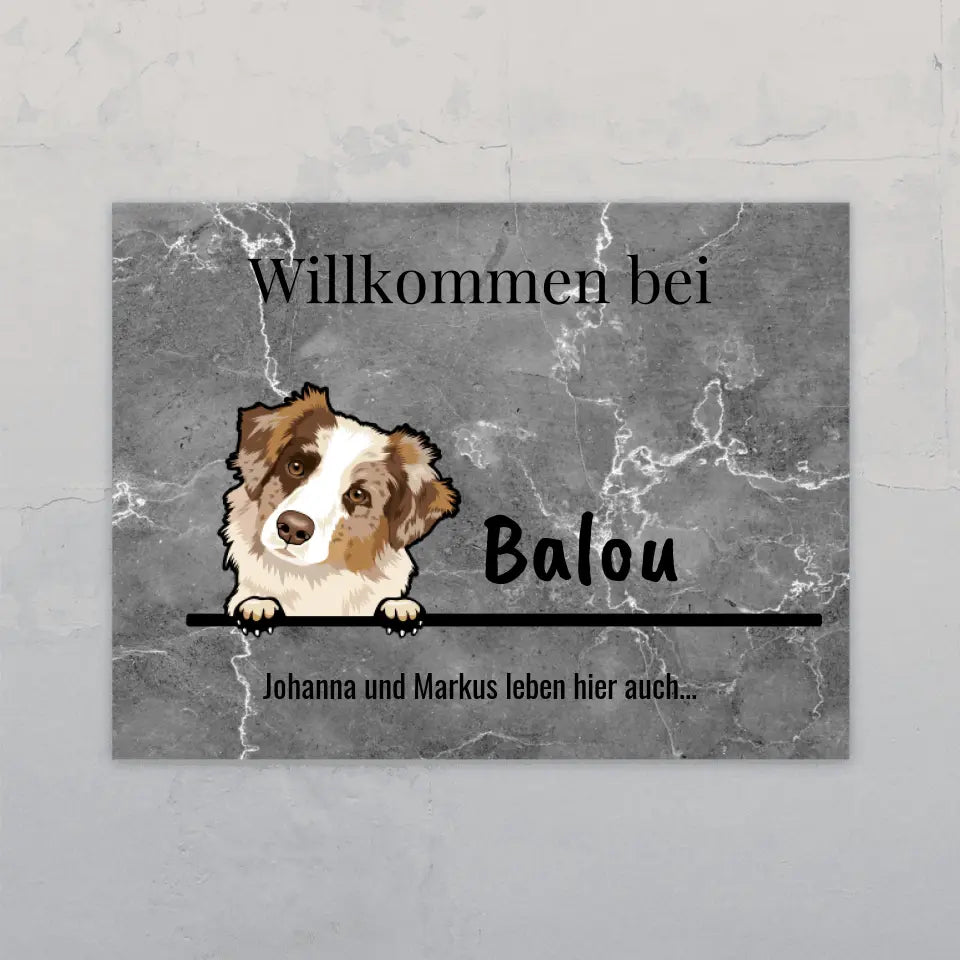 Willkommen bei Marmoroptik - Individuelles Türschild