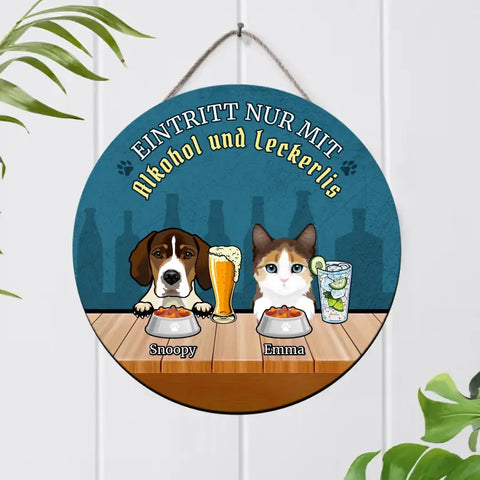 Eintritt nur mit Alkohol & Leckerlis! - Individuelles Holzschild - Featured Image