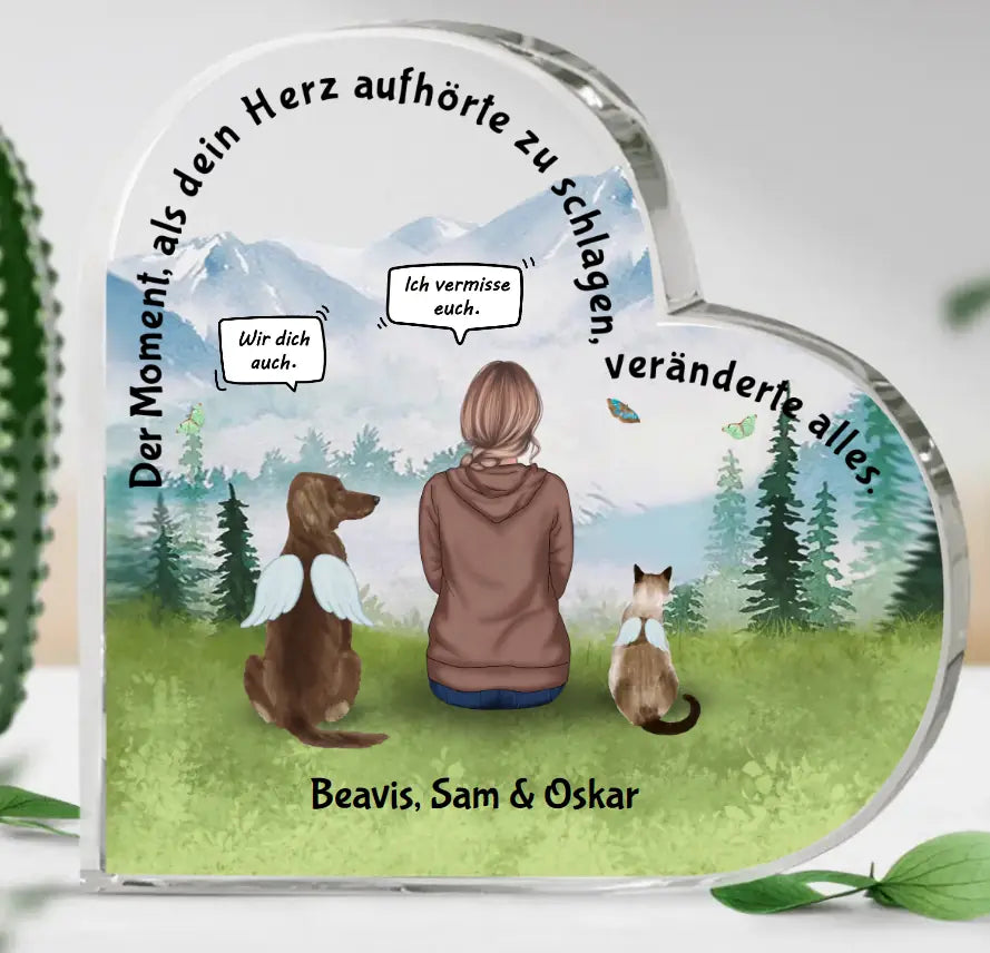 Der Moment mit Haustieren - Individuelles Glasherz
