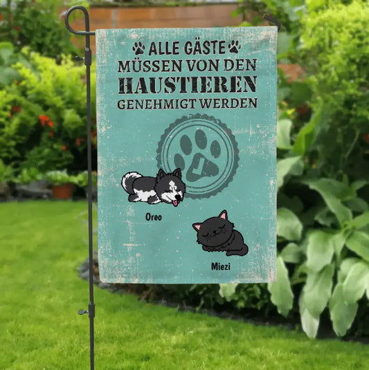 Genehmigt durch Haustiere - Individuelle Gartenflagge