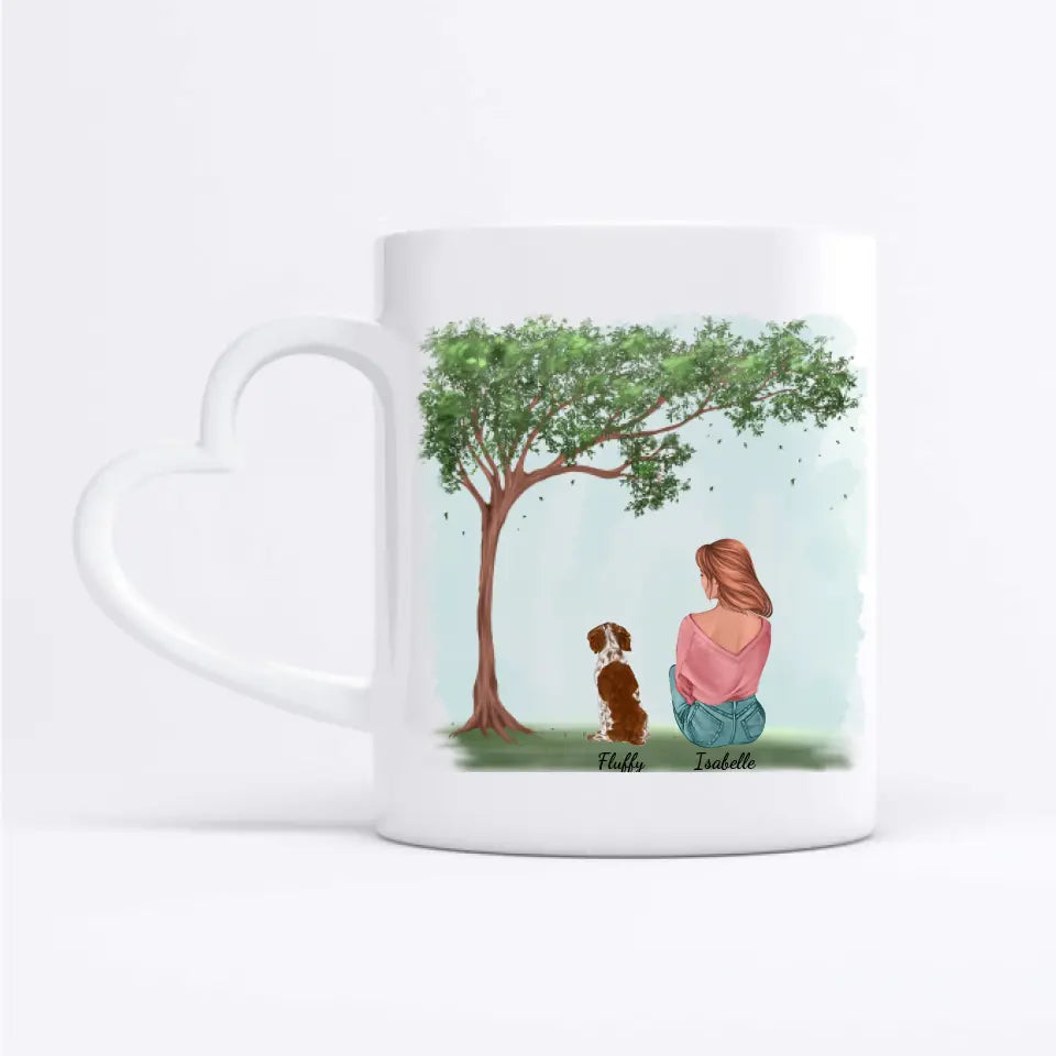 Frau mit Hund unter Baum - Individuelle Tasse