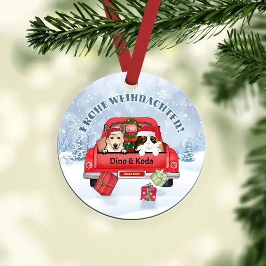 Personalisiertes Ornament - Weihnachtsauto mit Tieren