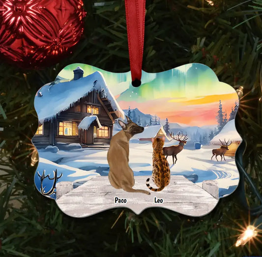 Weihnachtlicher Moment unter Tieren - Individuelles Ornament