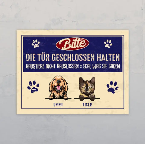 Tiere nicht rauslassen! - Individuelles Türschild - Featured Image