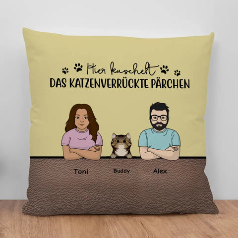 Das katzenverrückte Pärchen - Individuelles Kissen - Featured Image