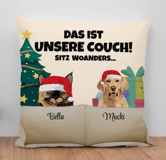 Weihnachtliche Fellnasen Couch - Individuelles Kissen