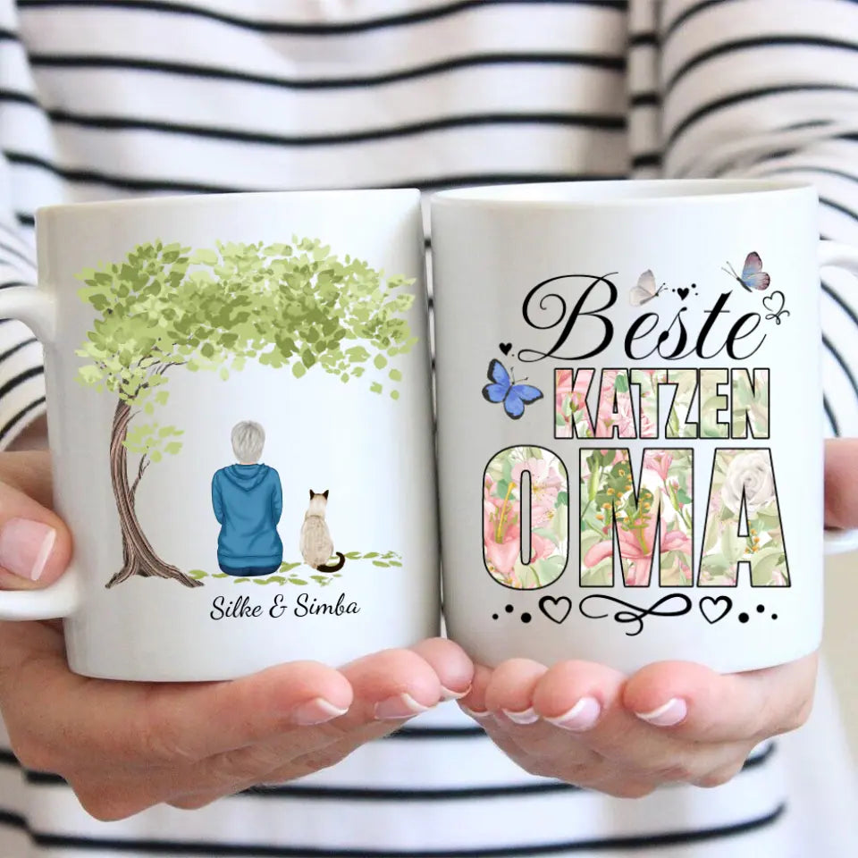 Beste Tieroma (florales Muster) - Individuelle Tasse