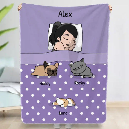 Personalisierte Decke - Kuschelzeit mit Fellnasen Single