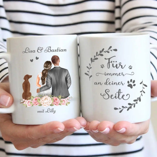 Hochzeitspaar mit Haustier - Individuelles Tasse