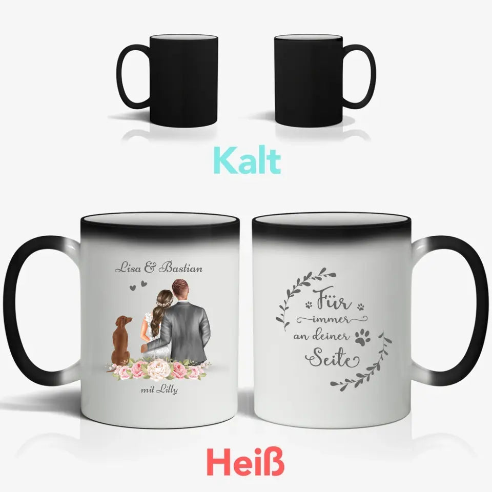 Hochzeitspaar mit Haustier - Individuelles Tasse