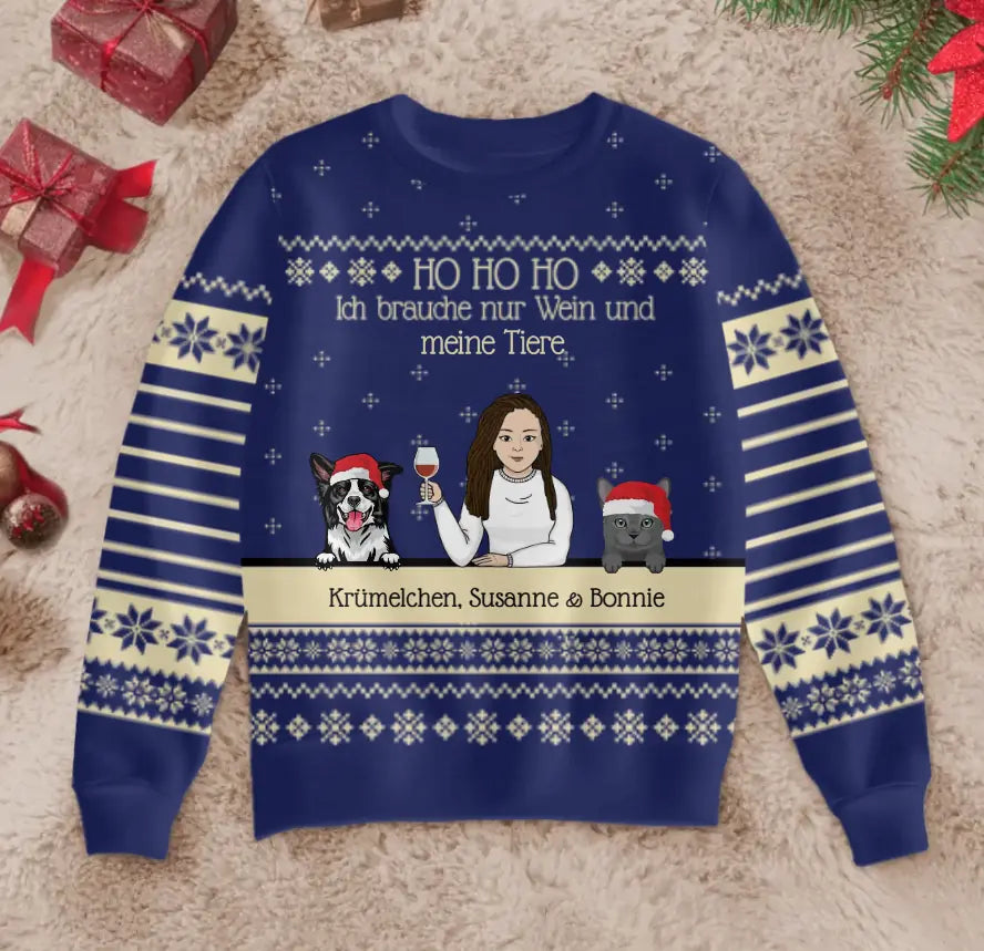 Alkohol und mein Haustier - Individueller Ugly Christmas Sweater