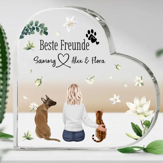 Beste Freunde - Individuelles Glasherz