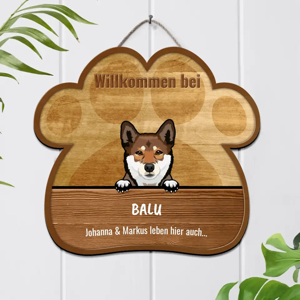 Willkommen bei - Individuelles Holzschild