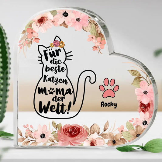 Beste Katzenmama - Individuelles Glasherz