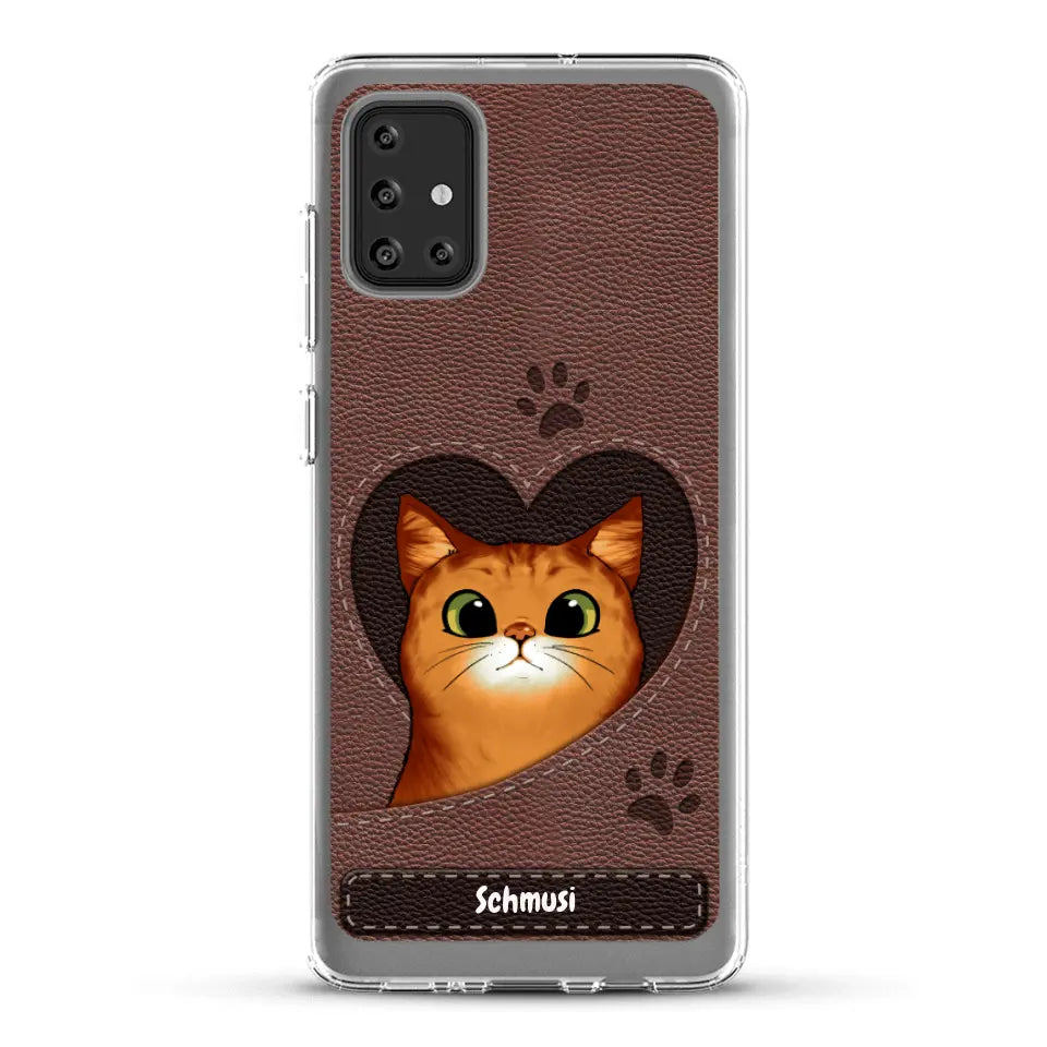 Katzenherz Lederoptik  - Individuelle Handyhülle