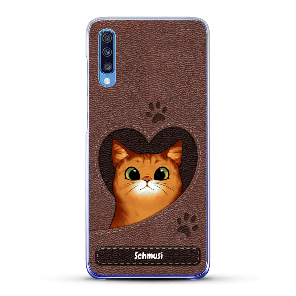 Katzenherz Lederoptik  - Individuelle Handyhülle