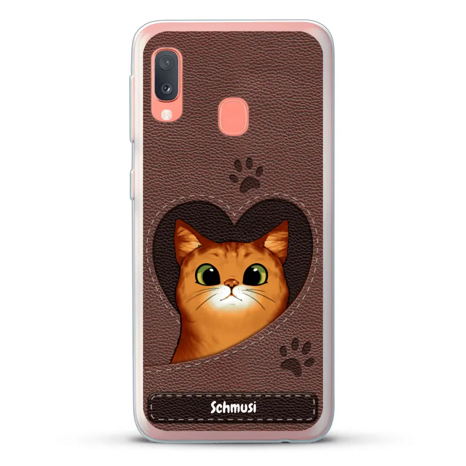 Katzenherz Lederoptik  - Individuelle Handyhülle