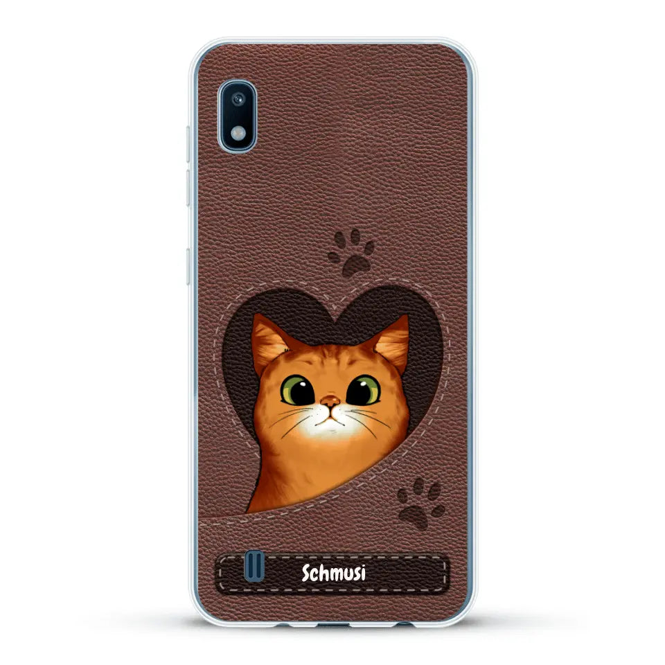 Katzenherz Lederoptik  - Individuelle Handyhülle