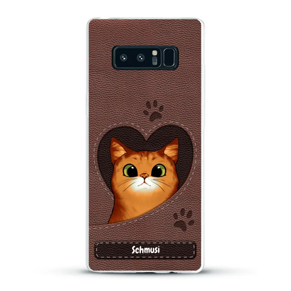 Katzenherz Lederoptik  - Individuelle Handyhülle